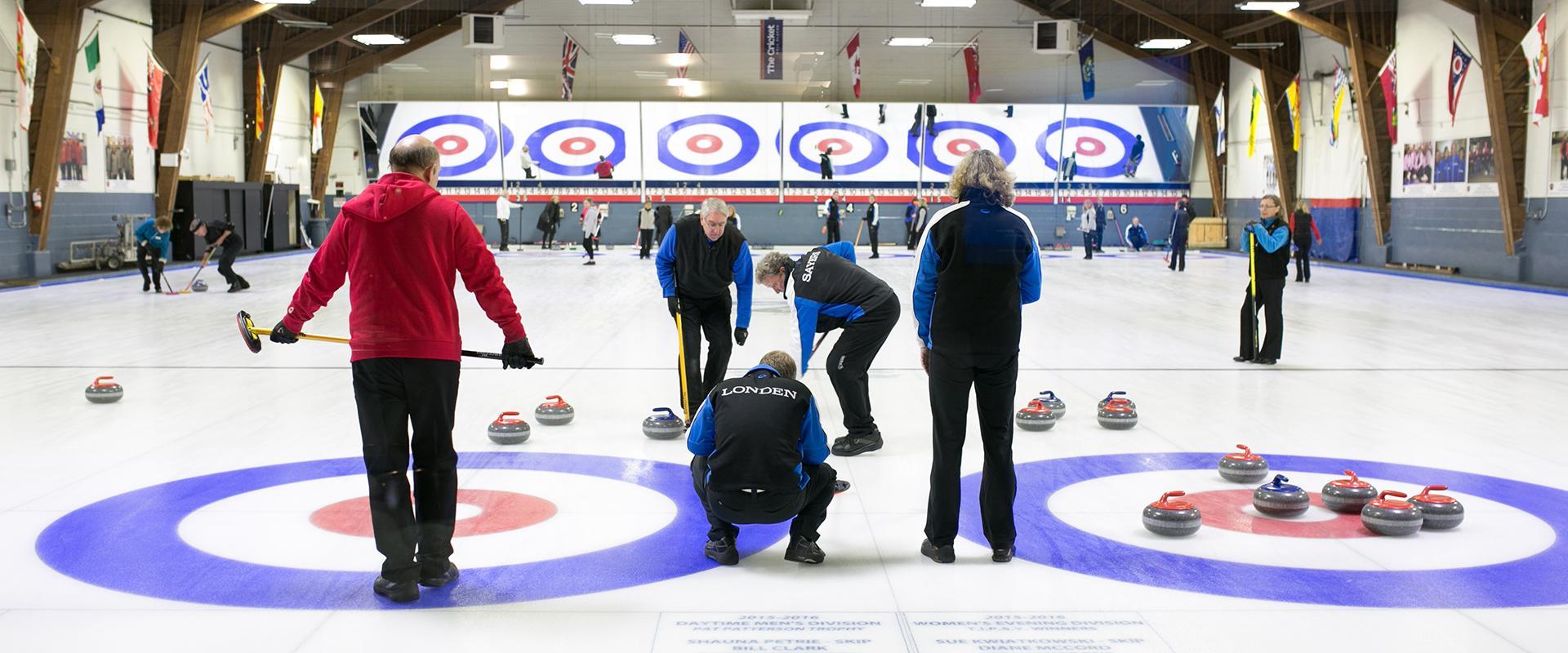 Members Curling at the Cricket Club Curling Rink
