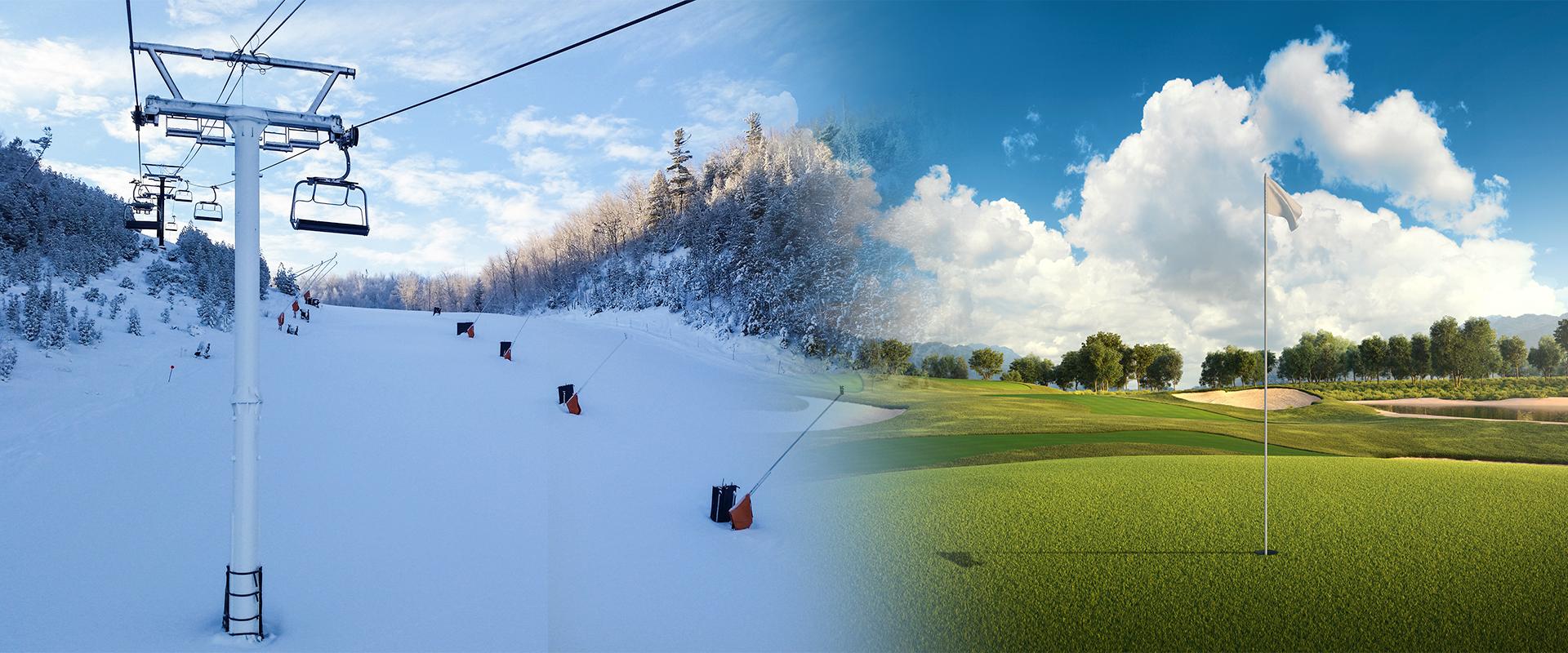 Ski hill and golf course blended together